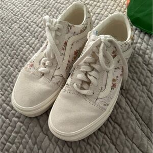 Vans White Floral Women's Sneakers
